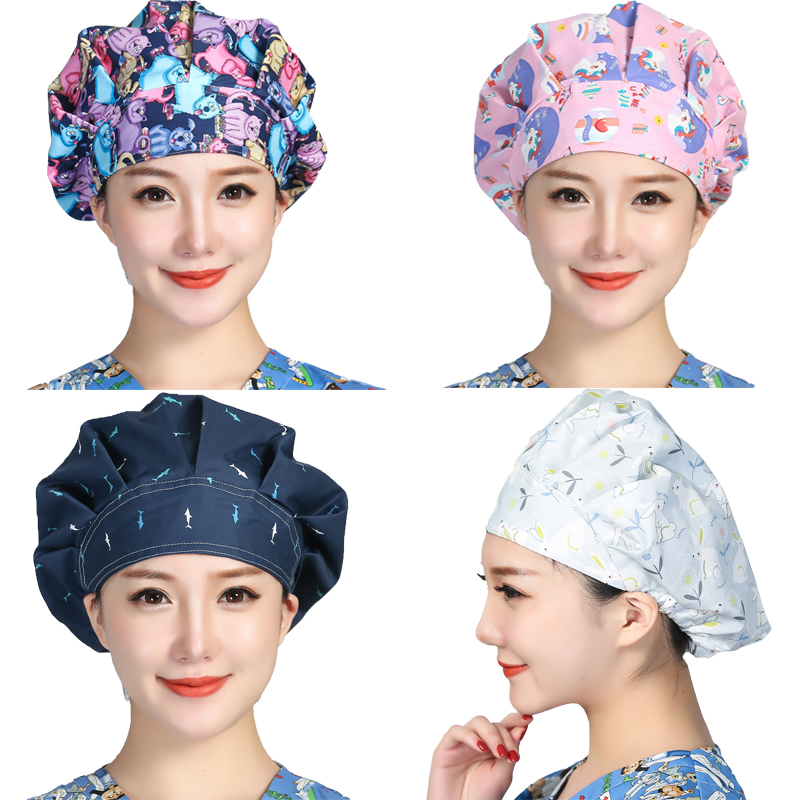Women'S Work Accessories - Bouffant Scrubs czapki Cartoon wydrukowano bawełna
