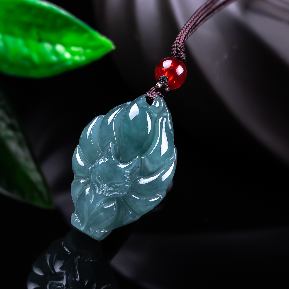 Women'S Vintage Accessories - Naturalny Birmanski Jadeitowy Wisiorek Lis Naszyjnik