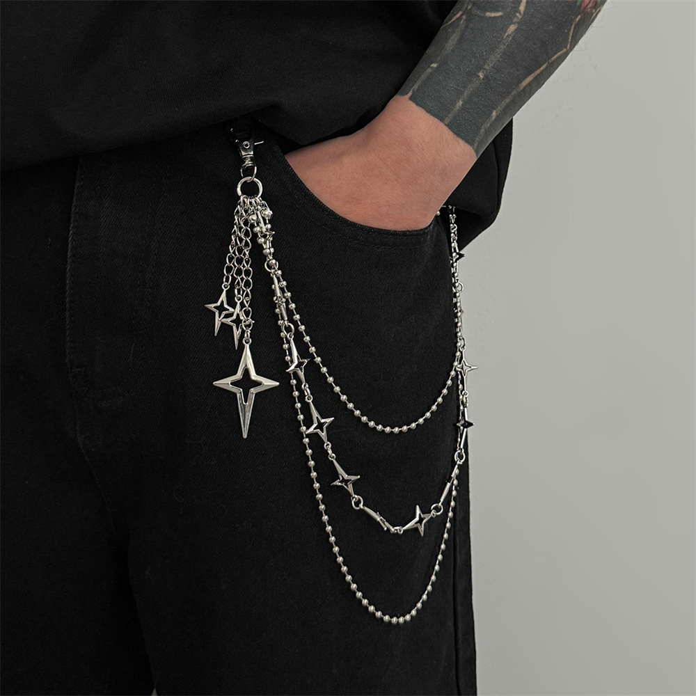 Women'S Jeans Accessories Chain - Punkowy Wielowarstwowy Metalowy Wisiorek w Kształcie
