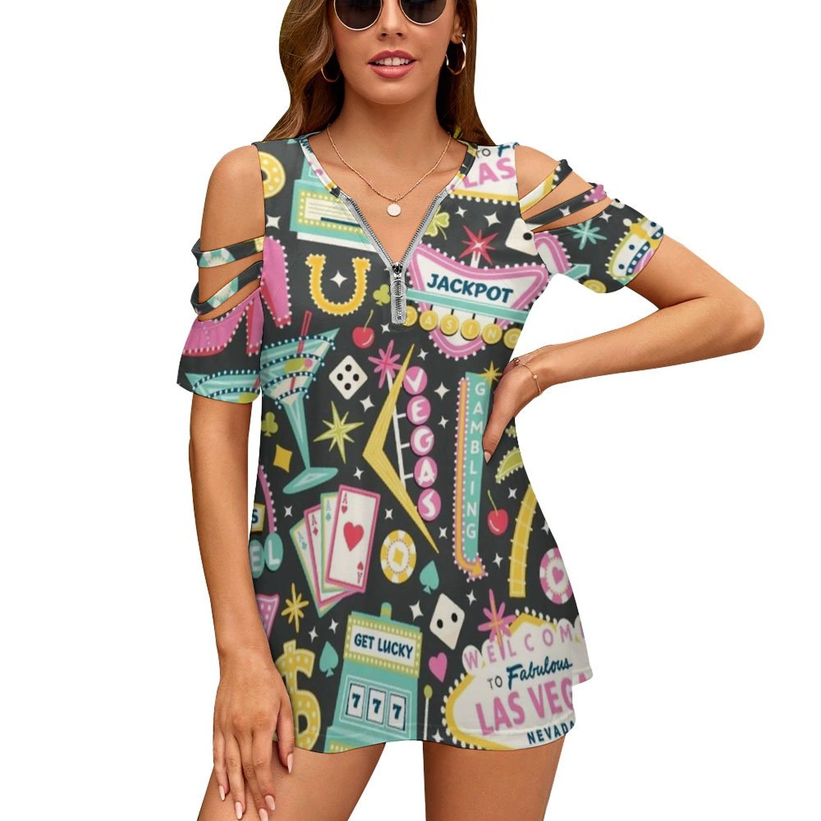 Women Accessories Vector - Viva Las Vegas T-Shirt damski Summer