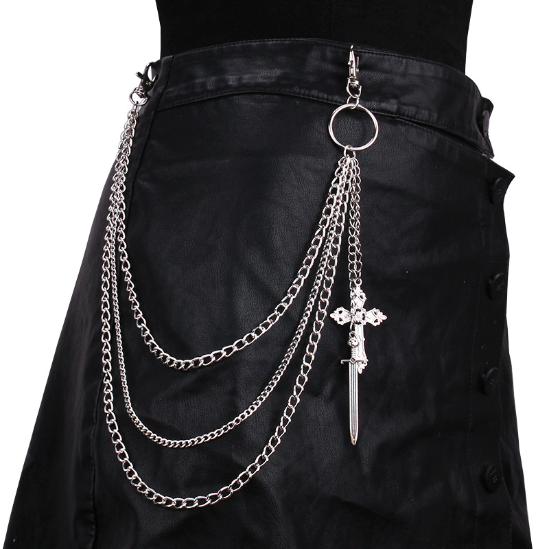 Hip Hop czaszka krzyż spodnie  – Women'S Jeans Accessories Chain recenzja i cena